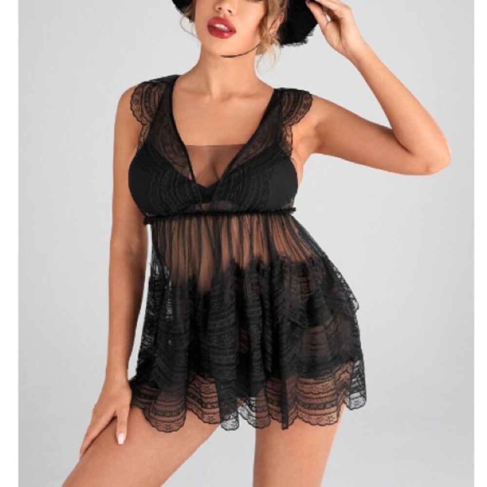 NWT Sheer Mesh Halloween Costume Dress With Witch Hat